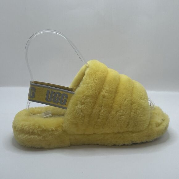 UGG Kids Fluff Yeah Slide Slippers Yellow Sheepskin Youth Size 13 1098494K - Picture 10 of 16